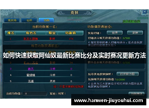 如何快速获取阿仙奴最新比赛比分及实时赛况更新方法
